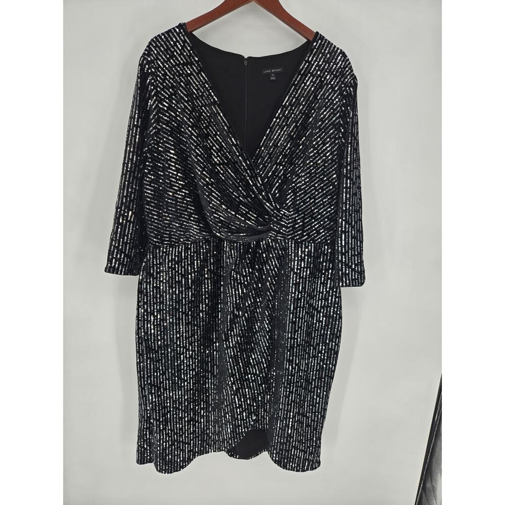 Lane Bryant Black and Silver Sequin Midi Dress
